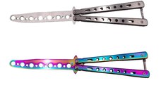 Set doua briceaguri fluture de antrenament IdeallStore®, Rainbow Distortion, otel inoxidabil
