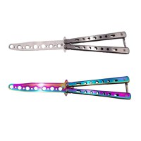 Set doua briceaguri fluture de antrenament IdeallStore®, Rainbow Distortion, otel inoxidabil - 1