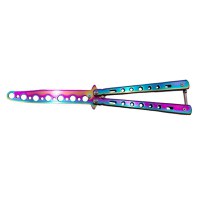 Set doua briceaguri fluture de antrenament IdeallStore®, Rainbow Distortion, otel inoxidabil - 2