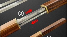 Set doua cutite japoneze fixed blade, maner lemn, 24 cm, camping, vanatoare