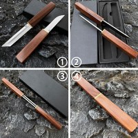 Set doua cutite japoneze fixed blade, maner lemn, 24 cm, camping, vanatoare - 9