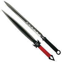 Set doua sabii de vanatoare IdeallStore®, Red Ronin si Dao Blade, otel inoxidabil, negru, teaca inclusa - 1