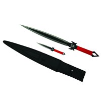 Set doua sabii de vanatoare IdeallStore®, Red Ronin si Dao Blade, otel inoxidabil, negru, teaca inclusa - 7