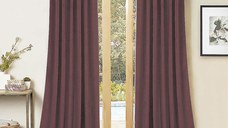 Set draperii din catifea cu rejansa din bumbac tip fagure, Madison, 150x260 cm, densitate 700 g/ml, Regal purple, 2 buc