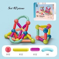 Set inteligent de cuburi magnetice, forme geometrice, 42 piese, Multicolor - 3