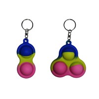 Set jucarii antistres, Pop it, breloc, silicon, 8 cm, tricolor - 8