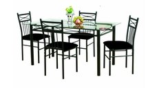 Set masa Korfu cu 4 scaune, blat sticla,110x70x76 cm, UnicSpot