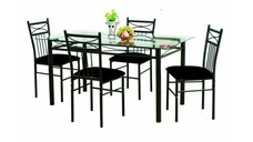 Set masa Korfu cu 4 scaune, blat sticla,110x70x76 cm, UnicSpot