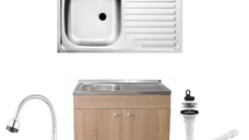 Set ,Masca Chiuveta Sonoma ,Raulconstruct, 80  X 50  X 80 , Chiuveta anticalcar ,Baterie flexibila si Sifon G207EU