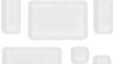 Set organizatoare pentru sertare, 8 piese interconectabile, plastic alb