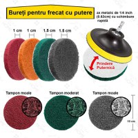 Set perii si bureti de curatare, GlowforHome, diverse duritati, 38 piese, baie, bucatarie, cada, gresie, faianta, covor - 5