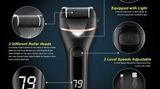 Set Pila electrica pentru talpi si calcaie PROtone, Display digital, Acumulator 1200 mAh, 2 viteze, 2000 rot/min