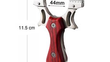 Set prastie cu lase, Sling Queen, metalic, 11.5 cm, cu boloboc, maner lemn, maro si 300 bile