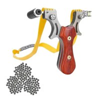 Set prastie cu lase, Sling Queen, metalic, 11.5 cm, cu boloboc, maner lemn, maro si 300 bile - 2