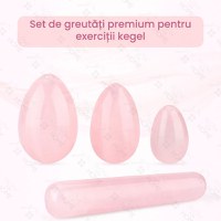 Set Premium greutati, GlowforHome, pentru exercitii kegel si tratament incontinenta urinara la femei, cristal jad roz - 1