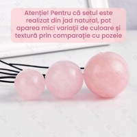 Set Premium greutati, GlowforHome, pentru exercitii kegel si tratament incontinenta urinara la femei, cristal jad roz - 3