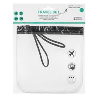Set pungi travel cosmetice, 20x 20 cm, transparent, cu maner negru, 2 bucati - 3