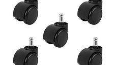 Set role pentru scaun de birou, PVC, 5 bucati, negru