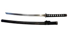 Set sabii katane decorative IdeallStore®, panoplie, Ninja Warrior, negru, metal, 83 cm, teaca inclusa