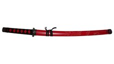 Set sabii katane decorative IdeallStore®, panoplie, Ninja Warrior, rosu, metal, 83 cm, teaca inclusa
