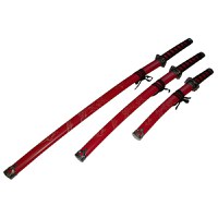 Set sabii katane decorative IdeallStore®, panoplie, Ninja Warrior, rosu, metal, 83 cm, teaca inclusa - 2