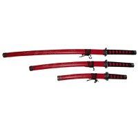 Set sabii katane decorative IdeallStore®, panoplie, Ninja Warrior, rosu, metal, 83 cm, teaca inclusa - 3