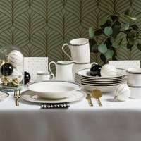 Set servire ceai sau cafea, 12 piese, 6 persoane, portelan, AMBITION Art Deco - 3