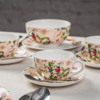 Set servire ceai sau cafea, 12 piese, 6 persoane, portelan, AMBITION Botanic - 2