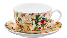 Set servire ceai sau cafea, 12 piese, 6 persoane, portelan, AMBITION Botanic
