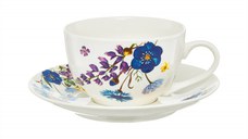 Set servire ceai sau cafea, 12 piese, 6 persoane, portelan, AMBITION Fiori