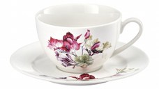 Set servire ceai sau cafea, 12 piese, 6 persoane, portelan, AMBITION Garden