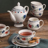 Set servire ceai sau cafea, 12 piese, 6 persoane, portelan, AMBITION Kalina - 3