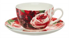 Set servire ceai sau cafea, 12 piese, 6 persoane, portelan, AMBITION Peony