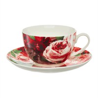 Set servire ceai sau cafea, 12 piese, 6 persoane, portelan, AMBITION Peony - 1