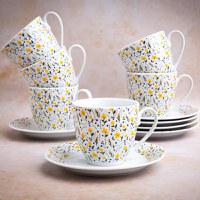 Set servire ceai sau cafea, 12 piese, 6 persoane, portelan, DOMOTTI Amarillo - 4