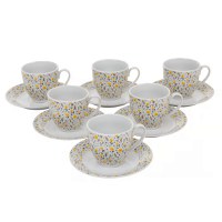 Set servire ceai sau cafea, 12 piese, 6 persoane, portelan, DOMOTTI Amarillo - 3