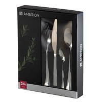 Set tacamuri inox, 24 piese, 6 persoane, argintiu, AMBITION Enna - 3
