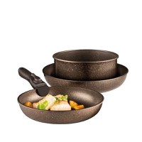 Set tigai si oala cu maner detasabiL, 4 piese, invelis Qualum Basic Stone, AMBITION Gold - 1
