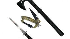 Set Topor Survivor, Carabina multifunctionala si Briceag Stiletto, IdeallStore®, otel