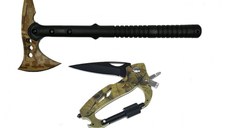 Set Topor Survivor, Desert Camo si Carabina multifunctionala 6 in 1, IdeallStore, 39 cm