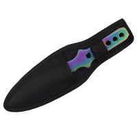 Set trei cutite de aruncat IdeallStore®, Rainbow Territory, otel inoxidabil, 21.5 cm, teaca inclusa - 5