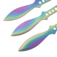 Set trei cutite de aruncat IdeallStore®, Rainbow Territory, otel inoxidabil, 21.5 cm, teaca inclusa - 3
