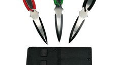 Set trei cutite de aruncat, Three Brothers, multicolor, otel inoxidabil, 18.5 cm