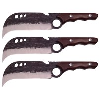 Set trei cutite macelarie IdeallStore®, lucrate manual, Claw of Osaka, 27.5 cm, maro, teaca piele - 1