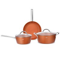 Set vase antiaderente din aluminiu turnat sub presiune Zass Gourmet ZG-ZCS 04, maro - 1