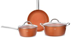 Set vase antiaderente din aluminiu turnat sub presiune Zass Gourmet ZG-ZCS 04, maro