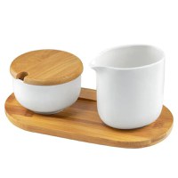 Set zaharnita si latiera, 3 piese, portelan alb, AMBITION Natural - 1