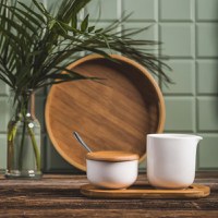 Set zaharnita si latiera, 3 piese, portelan alb, AMBITION Natural - 2