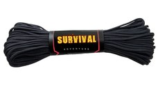 Sfoara paracord IdeallStore®, Adventure Survival, 30 metri, negru, 200 g