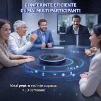 Sistem audio conferinta, eMeet M2 Speakerphone Bluetooth USB, 4 Microfoane AI 360°, Noise Cancelling - 1